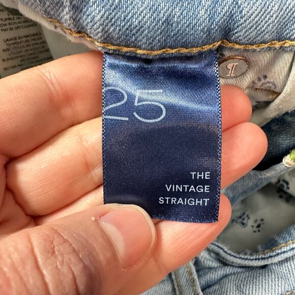 Anthropologie Pilcro Frayed Aztec Embroidered Jeans 25 - Picture 10 of 16